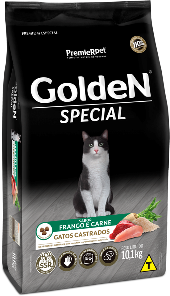 Ração Golden Special Gatos Castrados Frango e Carne 10,1kg