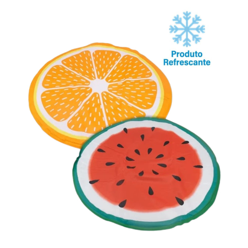 Tapete Gelado Para Cães Refrescante Redondo Frutas Tropicais