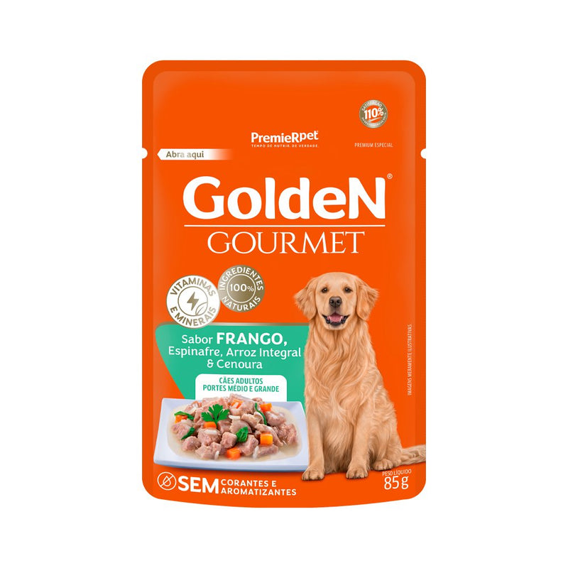 Ração Úmida Golden Gourmet Cães Adultos Porte Médio/Grande Frango 85g