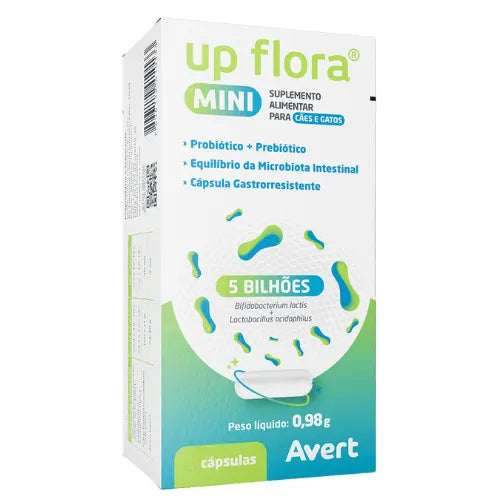 Up Flora Mini Suplemento Avert Para Cães e Gatos Com 8 Cápsulas