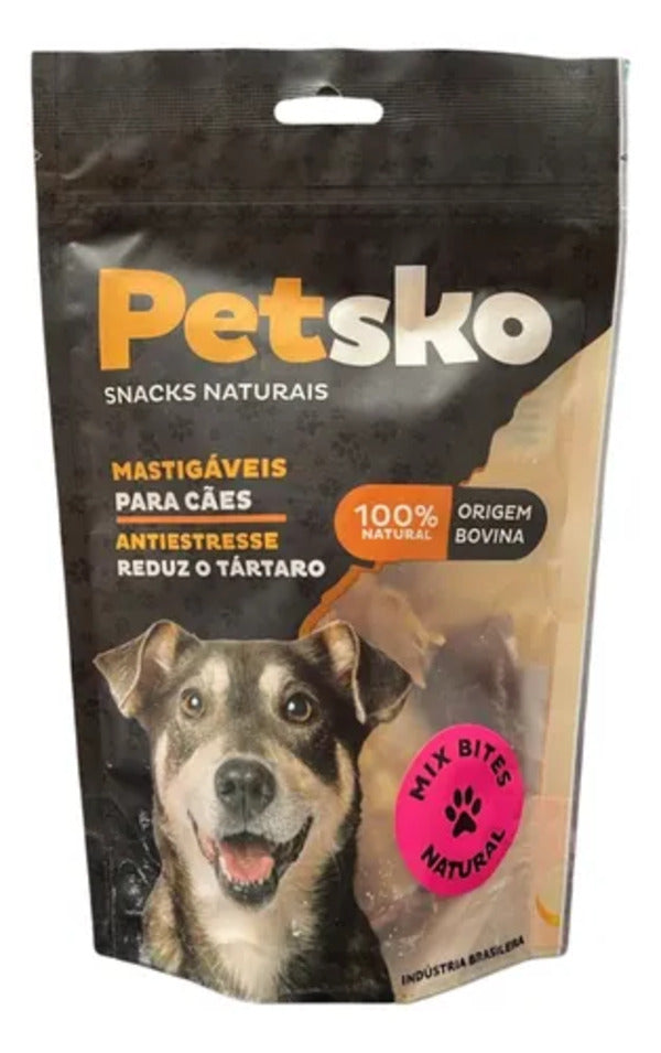 Petisco Cães Mix Bites  Natural Bovino Desidratado 80g - 5 Unidades