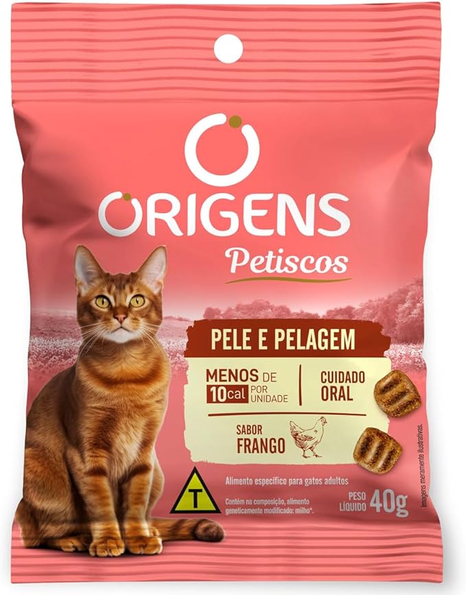 Origens Petisco Pele e  Pelagem Para Gatos Adulto Sabor Frango 40g