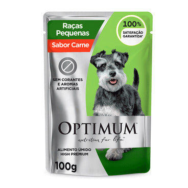 Ração Úmida Optimum Sachê Cães Adultos Raças Pequenas e Mini Carne 100g