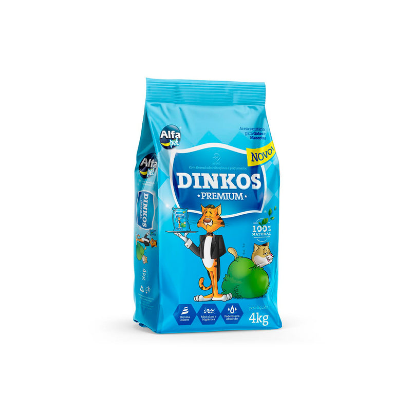 Dinkos Premium Areia Higiênica Ultra Fina e Perfumado Para Gatos 4kg