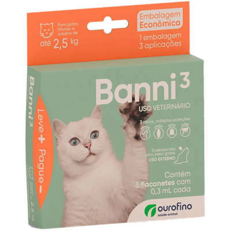 Banni 3 Gatos até 2,5kg Combo 3 Unidades