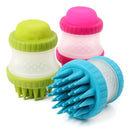 Escova de Silicone com Recipiente para Shampoo Banho em Pets Cores Variadas
