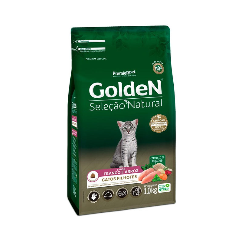 Ração Golden Seleção Natural Gatos Filhotes Frango e Arroz 1kg