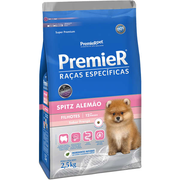 Ração Premier Raças Especificas Spitz Alemão Filhotes Frango 2,5kg