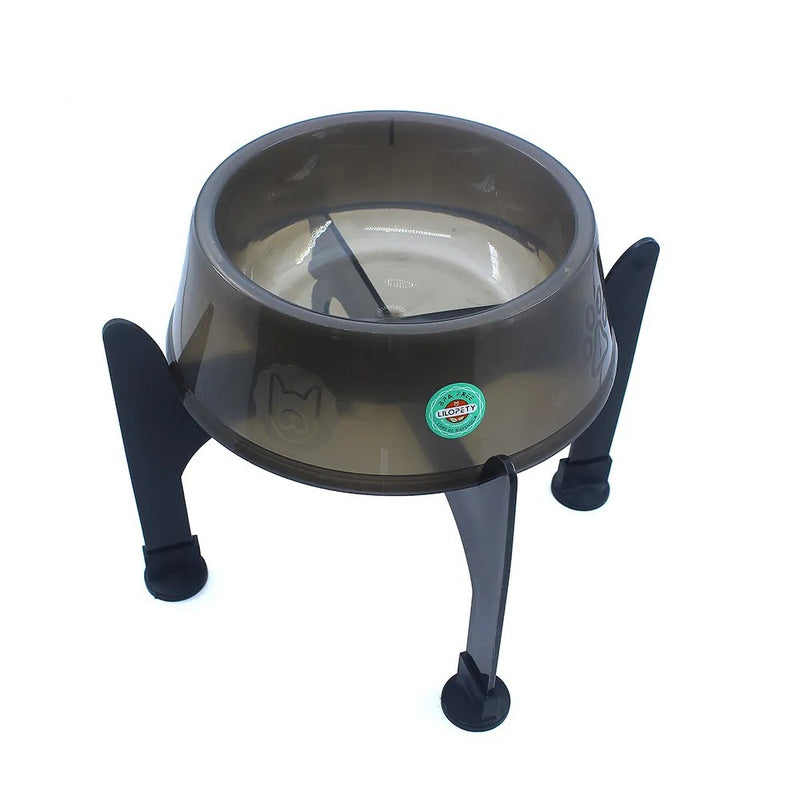 Comedouro Preto Elevado Alto - Com Suporte 300ml
