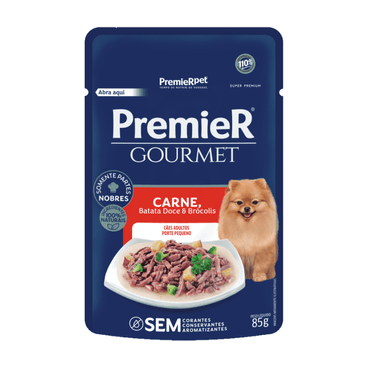 Ração Úmida Premier Gourmet Cães Adultos Porte Pequeno Carne 85g