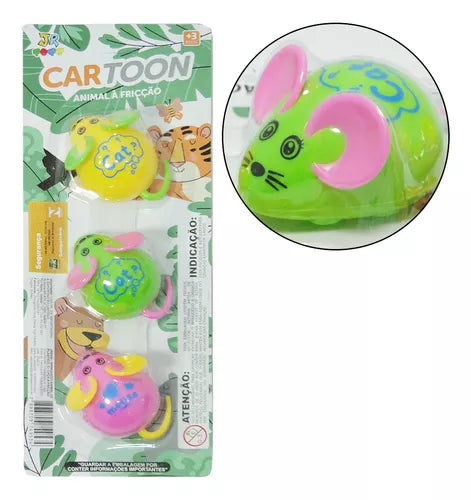 kit 3 Rato Ratinho De Friçção Pull Cartoon