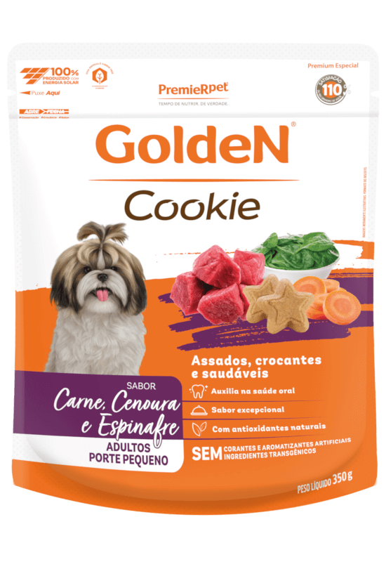 Golden Cookie Cães Adultos Pequeno Porte Carne, Cenoura e Espinafre 350g