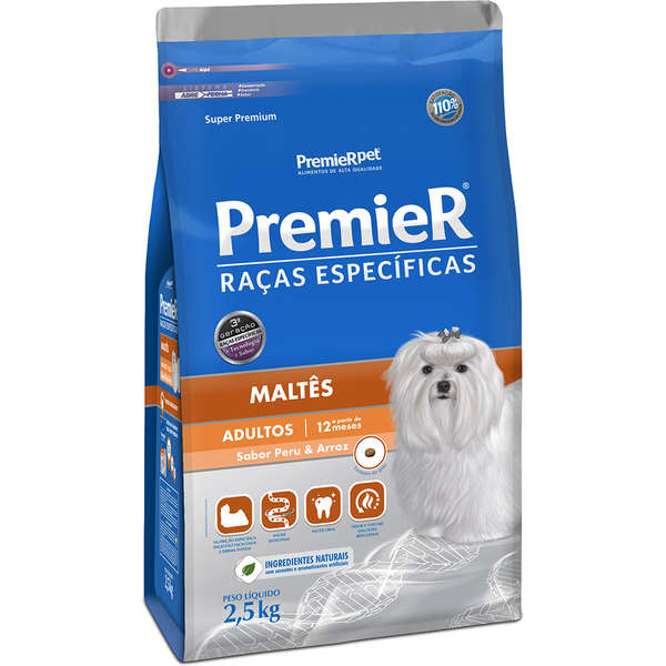 Premier Raças Especificas Maltês Adultos Peru e Arroz 1kg