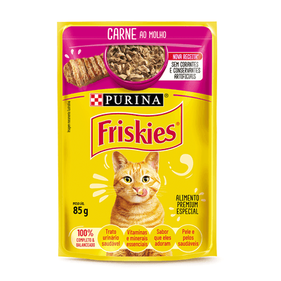 Ração Úmida Friskies Gatos Adultos Carne Ao Molho 85g
