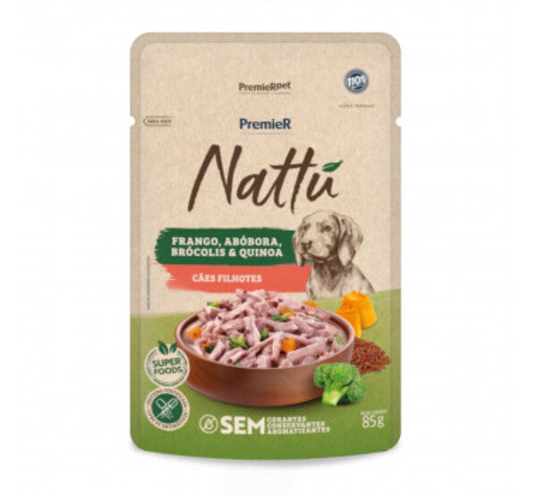 Ração Úmida Premier Nattu Cães Filhotes Frango e Abóbora 85 g