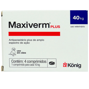 Maxiverm Plus Vermífugo Para Cães Com 4 Comprimidos Konig
