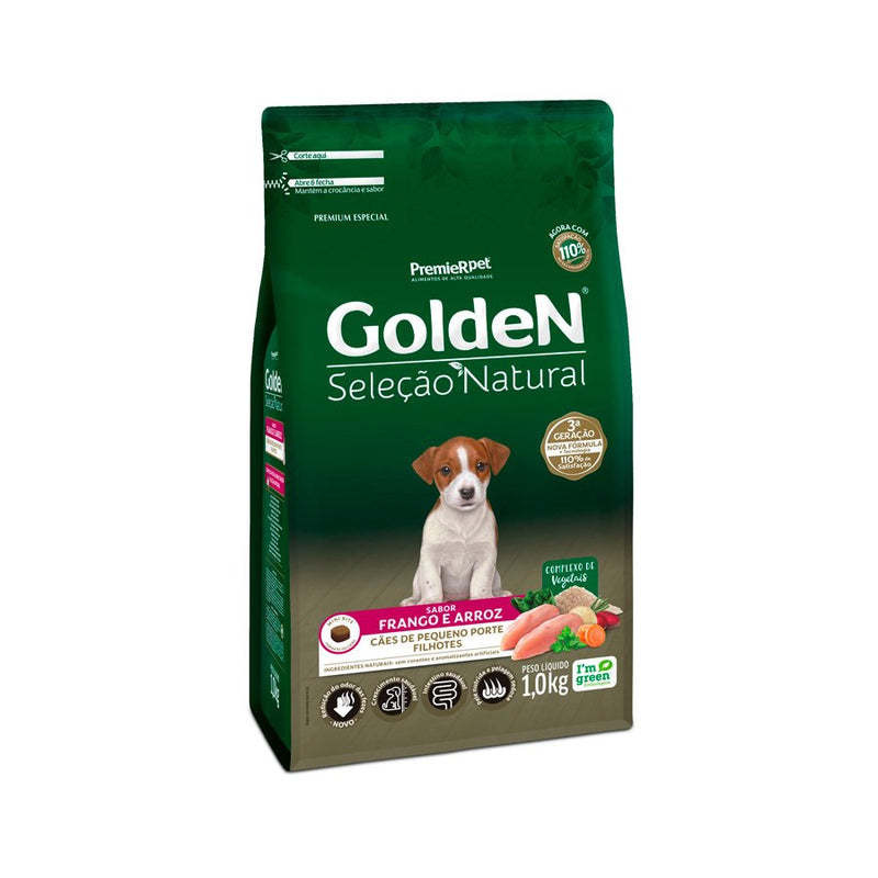 Ração Golden Seleção Natural Cães Filhotes MB Frango e Arroz 1kg