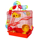 Gaiola Tubo Super Luxo 3 Andares P/Hamster Vermelha