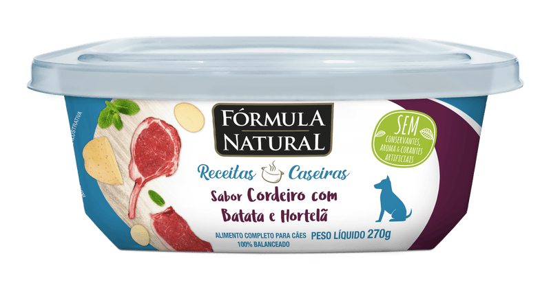 Fórmula Natural Receita Caseira Cães Adultos Cordeiro 270g