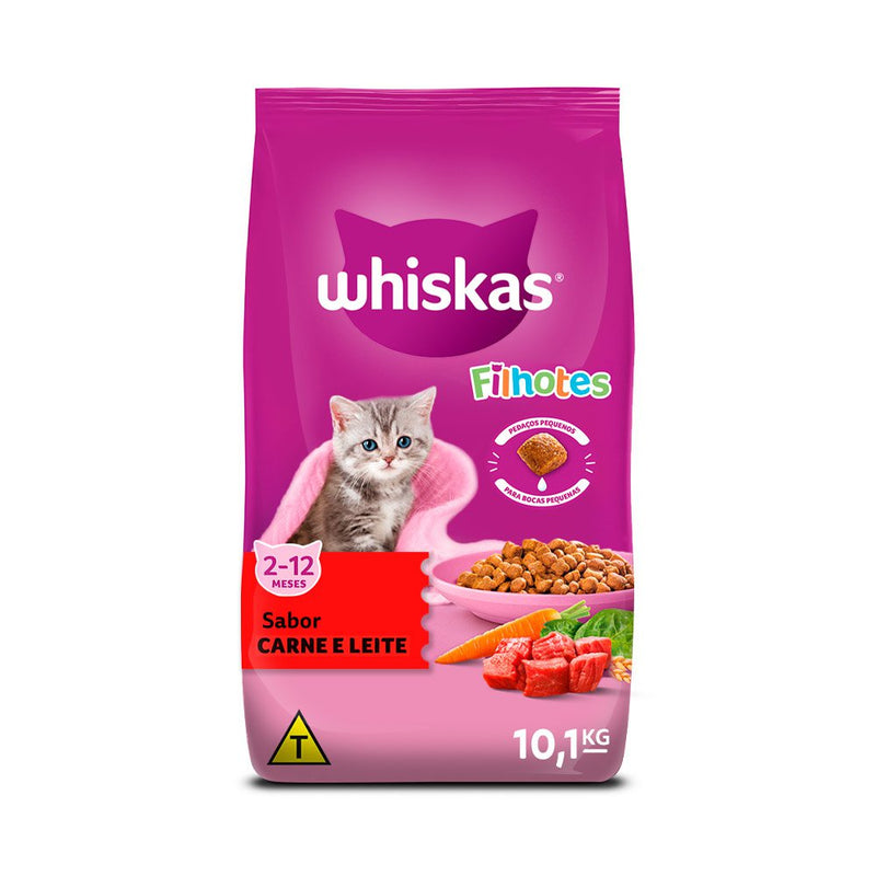 Ração Whiskas Gatos Filhotes Sabor Carne e Leite 10kg