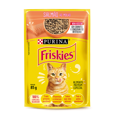 Ração Úmida Friskies Gatos Adultos Salmão Ao Molho Purina 85g