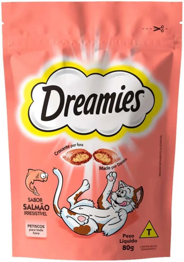 Petisco Dreamies Salmão Para Gatos Adultos 80g