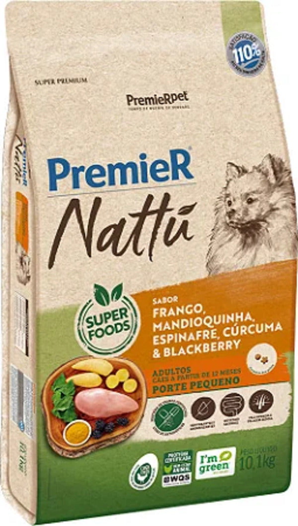 Ração Premier Nattú Cães Adultos Porte Pequeno Mandioquinha 10,1kg