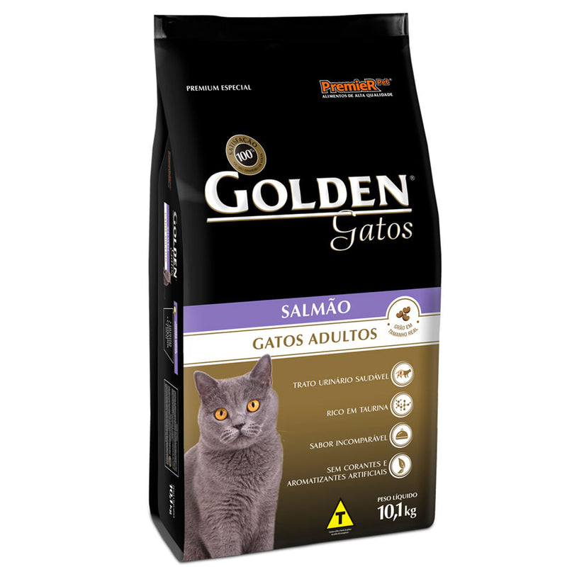 Ração Golden Gatos Adultos Sabor Salmão 10,1kg
