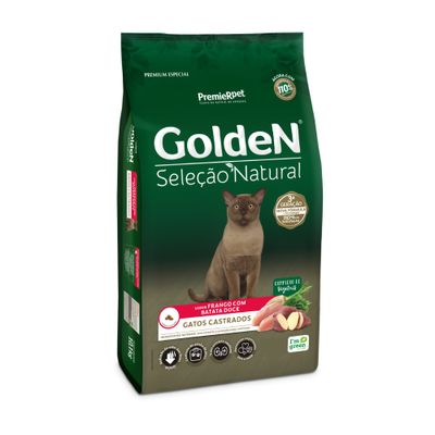 Ração Golden Seleção Nat.Gatos Castrados Frango,Batata Doce 1kg