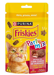 Petisco Friskies Party Mix Carne, Cordeiro, Carne Suína 40g