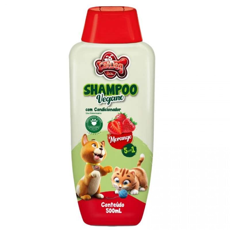 Shampoo Vegano De Morango 5 Em 1 Para Cães E Gatos – Catdog 500Ml