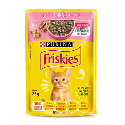 Ração Úmida Friskies Gatos Filhotes Carne Ao molho 85g