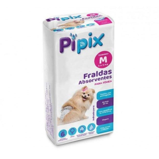 Fralda Descartavel Higienica p/ Cães Femea Pipix Tam M