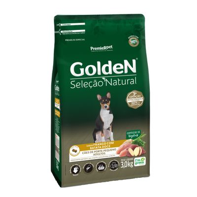 Ração Golden Seleção Nat.Adultos Porte Peq.Frango,Batata Doce 3kg