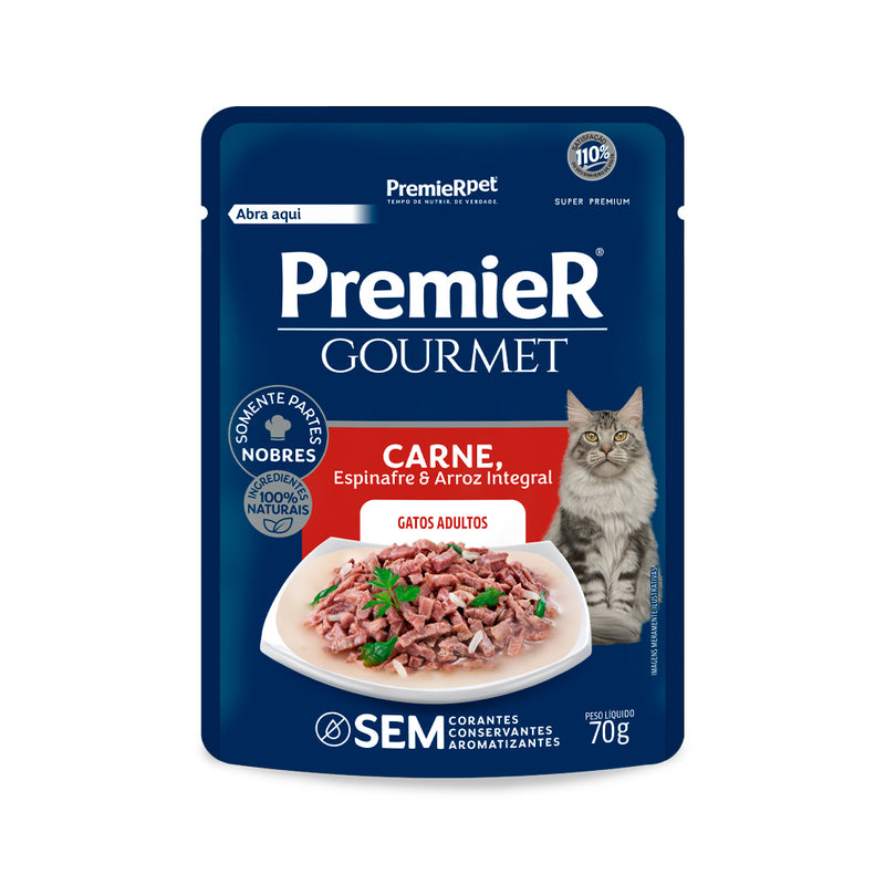 PR Gatos Adultos - Sabor Carne  Espinafre e Arroz Integral