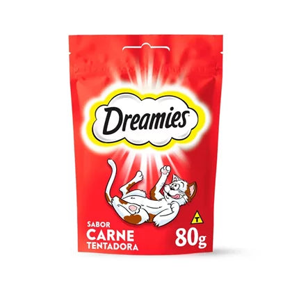 Petisco Dreamies Carne Para Gatos Adultos 80g