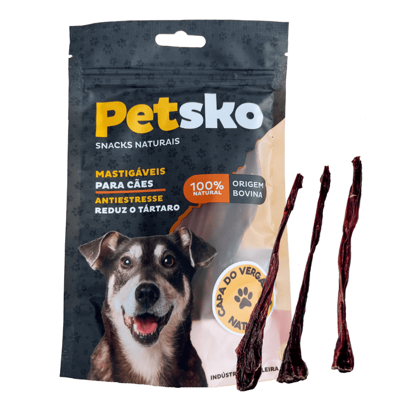 Petisco Petsko Para Cães Capa Do Vergalho Bovino Desidratado - 5 Unidades