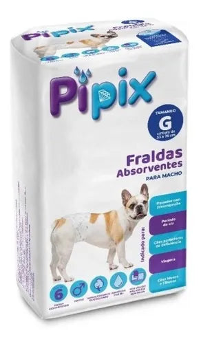Pipix Fralda Higiênica Para Cães Macho Tam.G 6 Unidades
