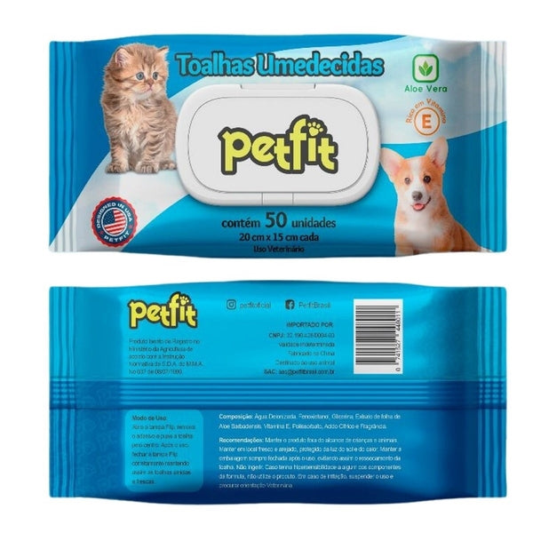 Petfit Toalhas Umedecidas Para Cães e Gatos 50 unidades