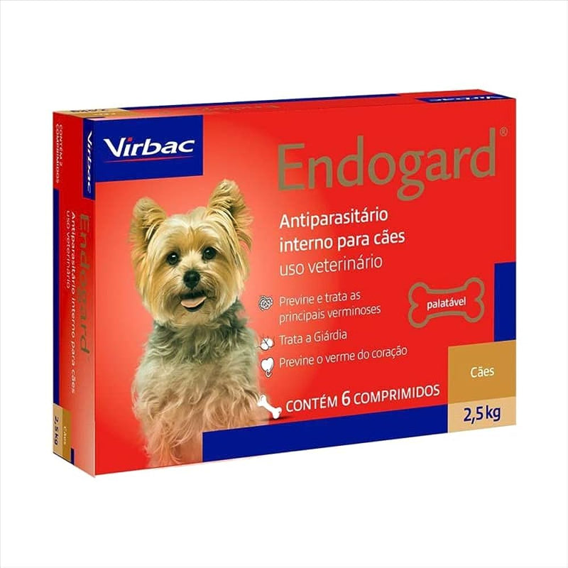 Vermífugo Endogard Cães Até 2,5kg Virbac 6 Comprimidos