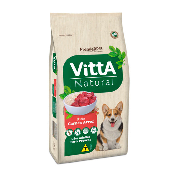 Premier Vitta Natural Adulto Raças Peq. Carne e Arroz 3kg