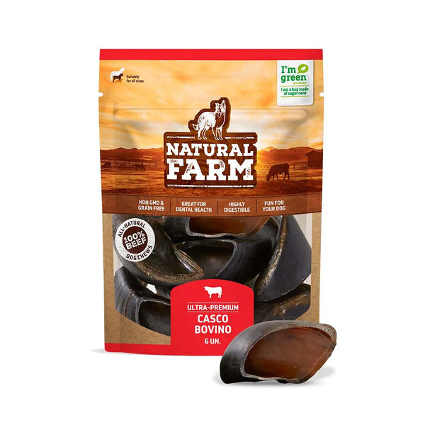 Osso Casco Bovino com 6 Unidades para Cães Natural Farm