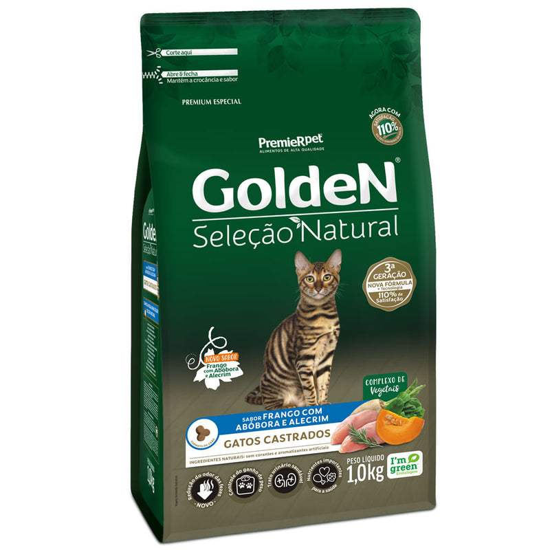 Ração Golden Seleção Nat.Gatos Castrados Frango,Abo,Al. 1kg