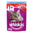 Ração Úmida Whiskas Carne Ao Molho Gatos Castrados 85g
