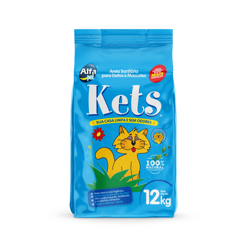 Areia Higiênica Kets Esmectita Para Gatos 12kg