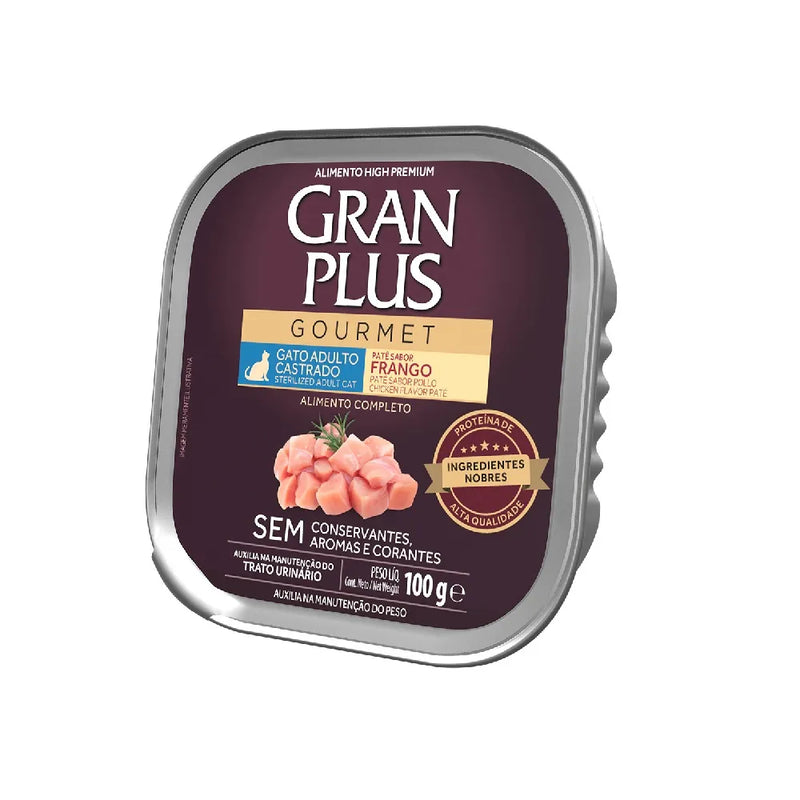 GranPlus Gatos Adultos Castrados Patê Gourmet Frango 100g