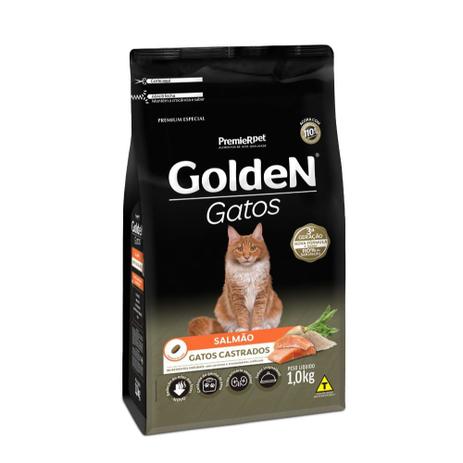 Ração Golden Gatos Adultos Castrados Sabor Salmão 1Kg