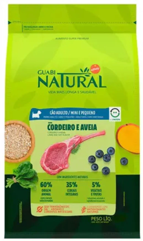 Ração Guabi Natural Cães Adultos Raças Mini e Pequeno Cordeiro e Aveia 10,1 kg